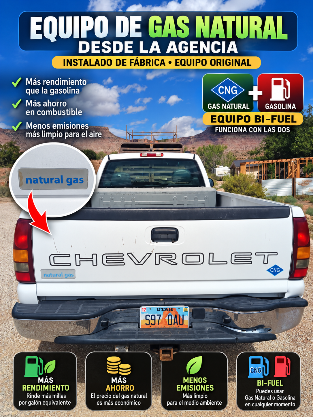 Anuncio proporcionado por el vendedor sobre el sistema bifuel, en español